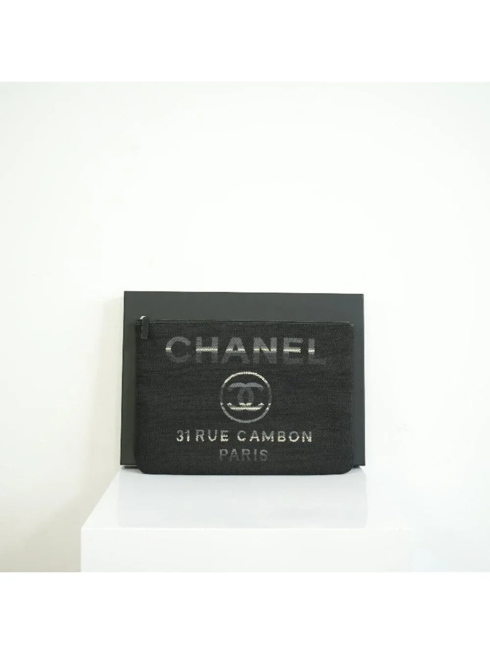 Chanel Black Deauville Pouch